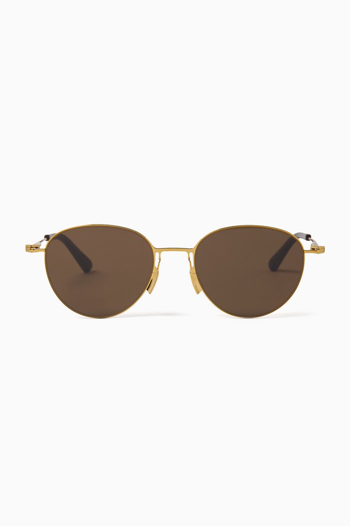 

Oval-shape Sunglasses in Metal, Gold