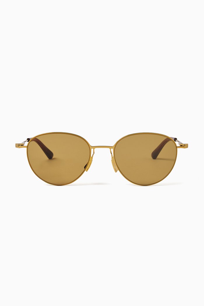 Oval Full-rim Sunglasses in Metal, Gold