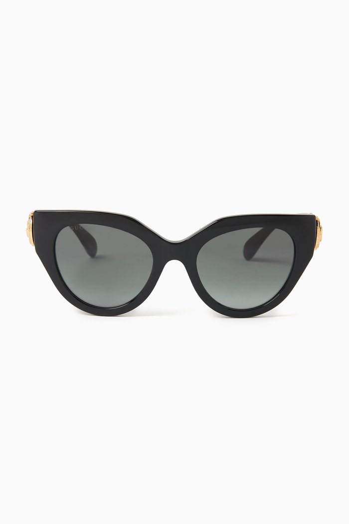 

Cat-eye Sunglasses in Recycled Acetate, Black