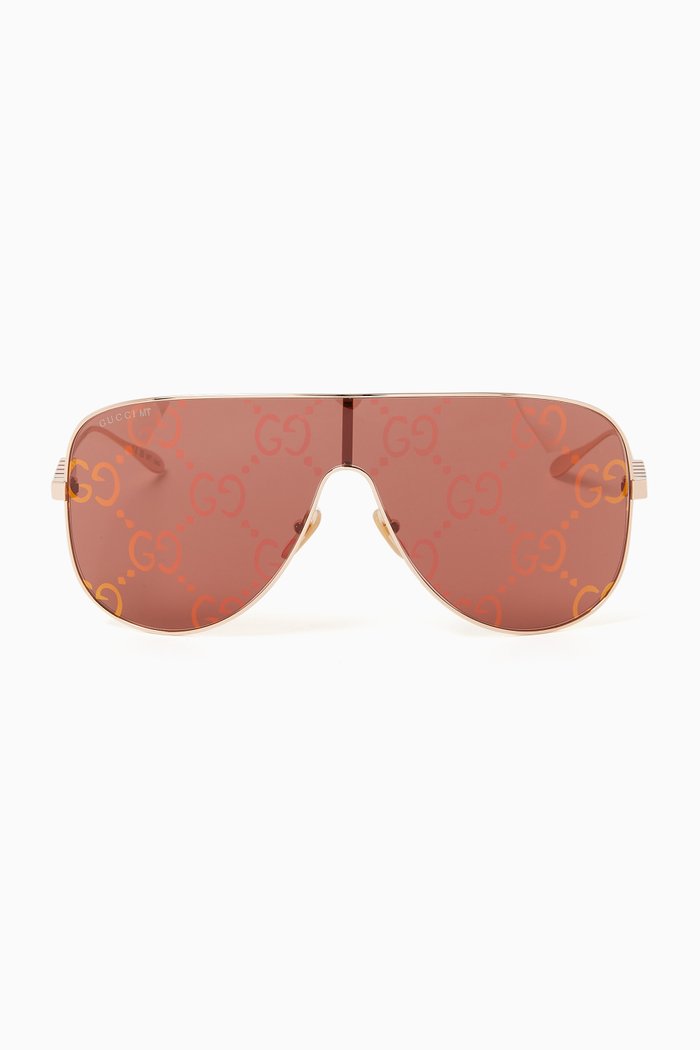

GG Aviator Sunglasses in Metal, Pink
