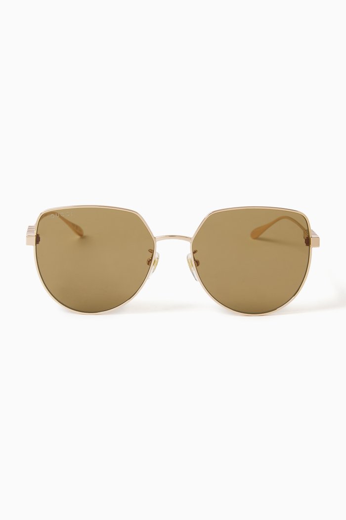

Low-nose Bridge-fit Sunglasses in Metal, Gold