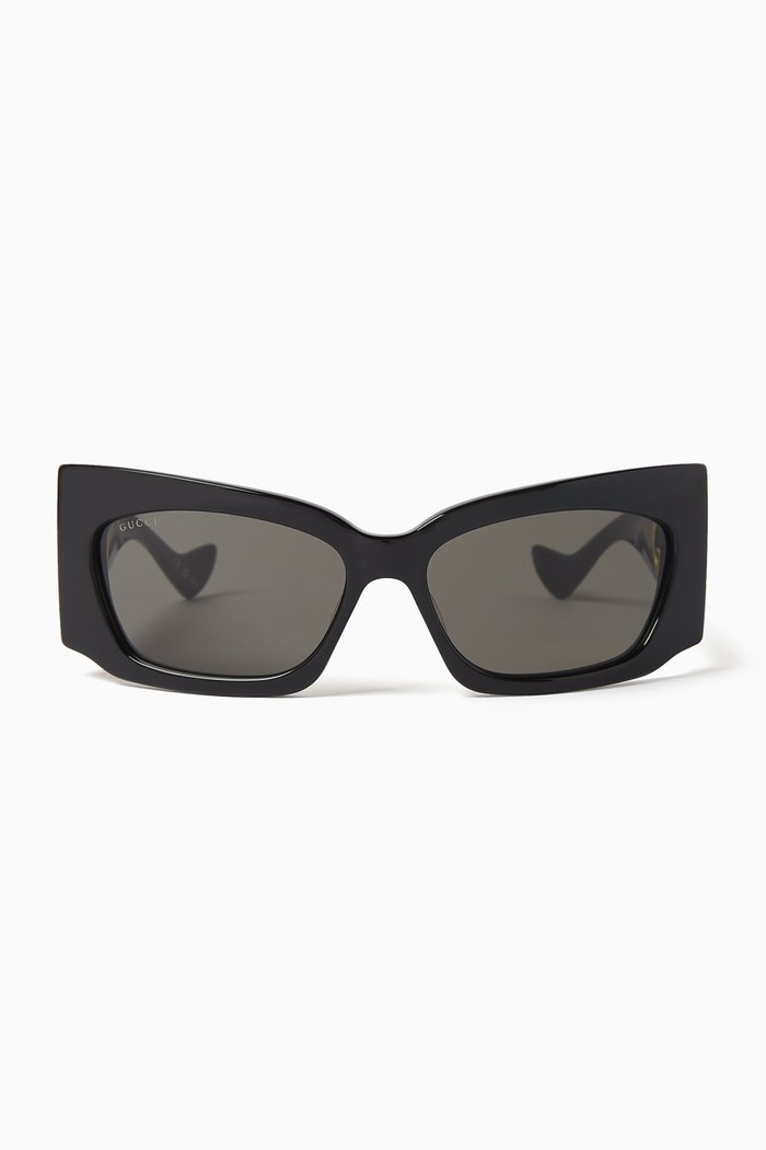 

Rectangle Sunglasses in Recycled Acetate, Black