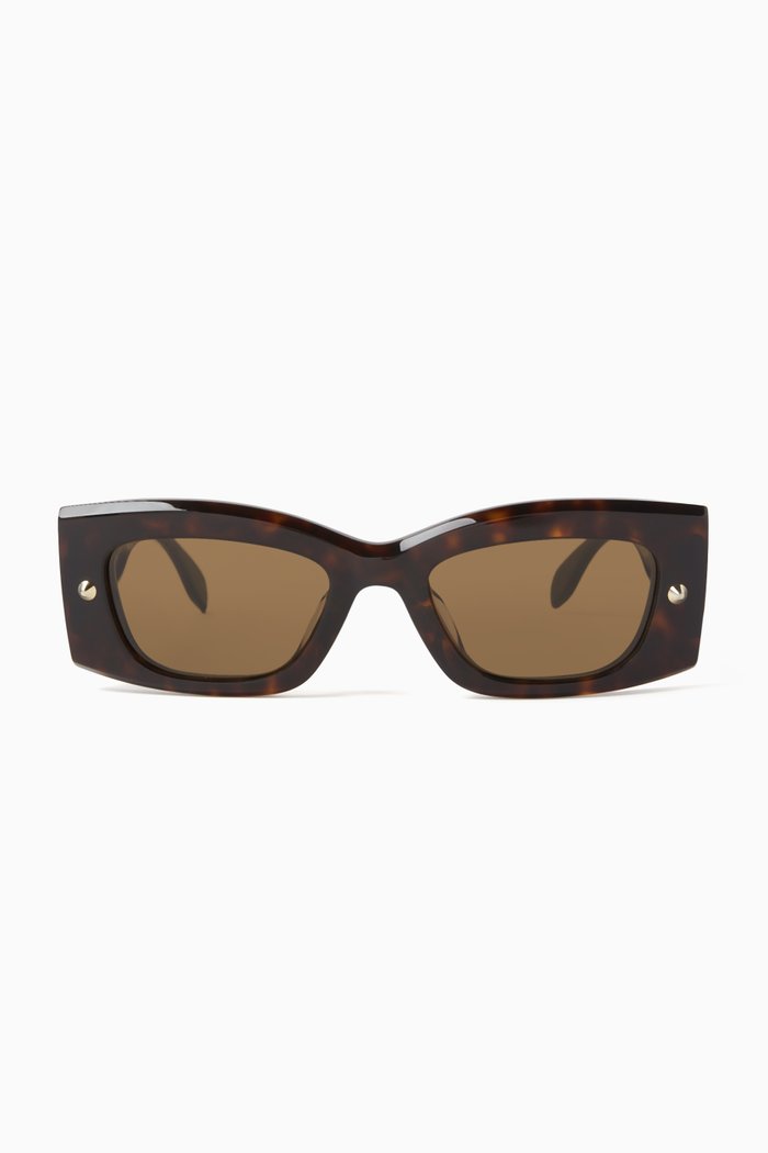 

Studded Rectangular Sunglasses in Acetate, Brown