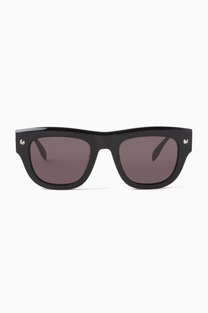 

Studded Rectangular Sunglasses in Acetate, Black