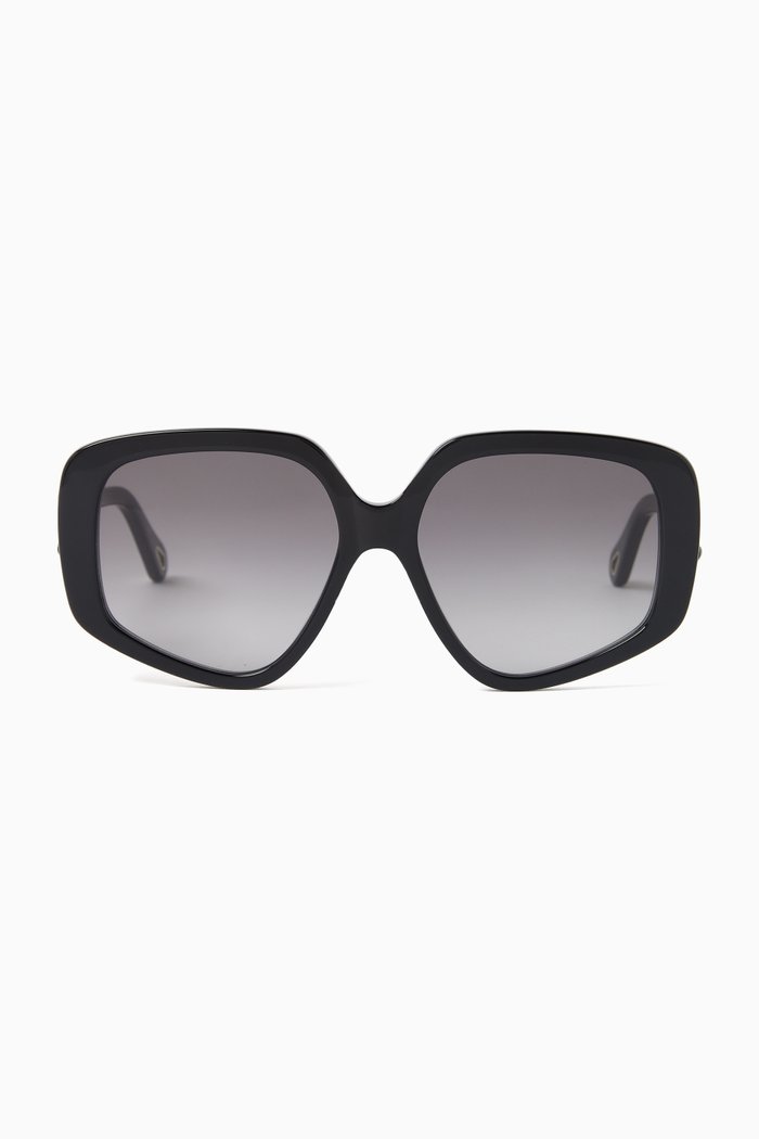 

Mony Geometric Sunglasses in Acetate, Black