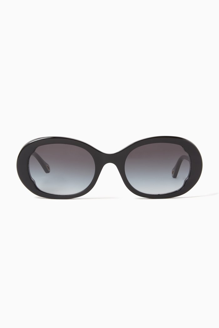 

Oval Sunglasses in Bio Acetate, Black