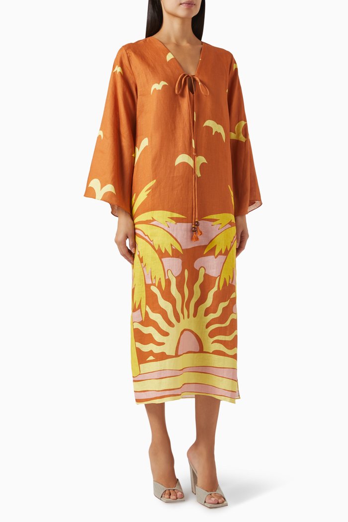 

Beatrice Tunic Dress in Linen, Orange