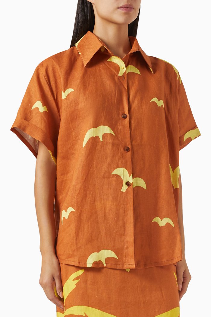 

Freda Oversized Top in Linen, Orange
