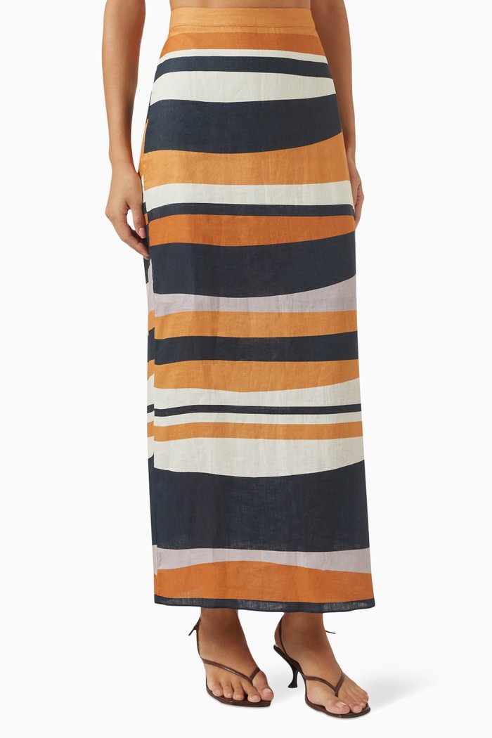 

Magda High-waisted Skirt in Linen, Multicolour