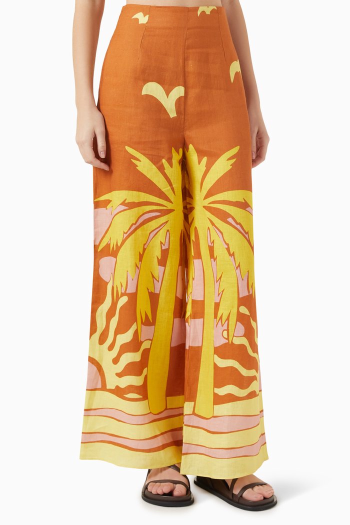 

Toya Culotte Pants in Linen, Orange