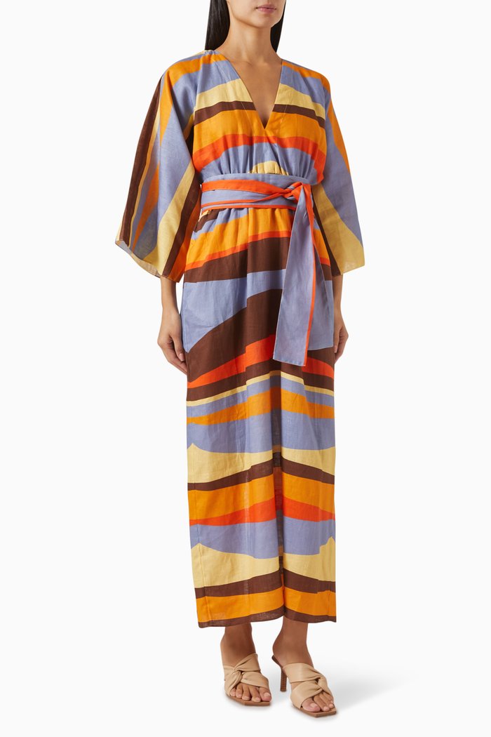 

Federica Kimono Dress in Linen, Multicolour