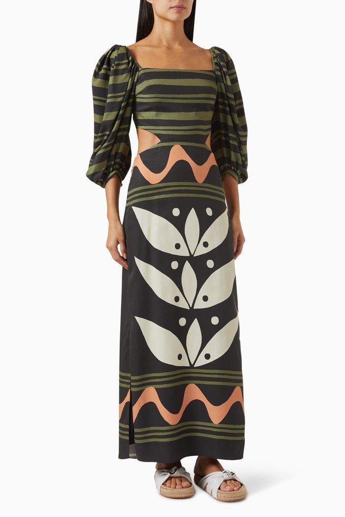 

Timbiqui Short Puff Sleeve Dress in Tencel, Green