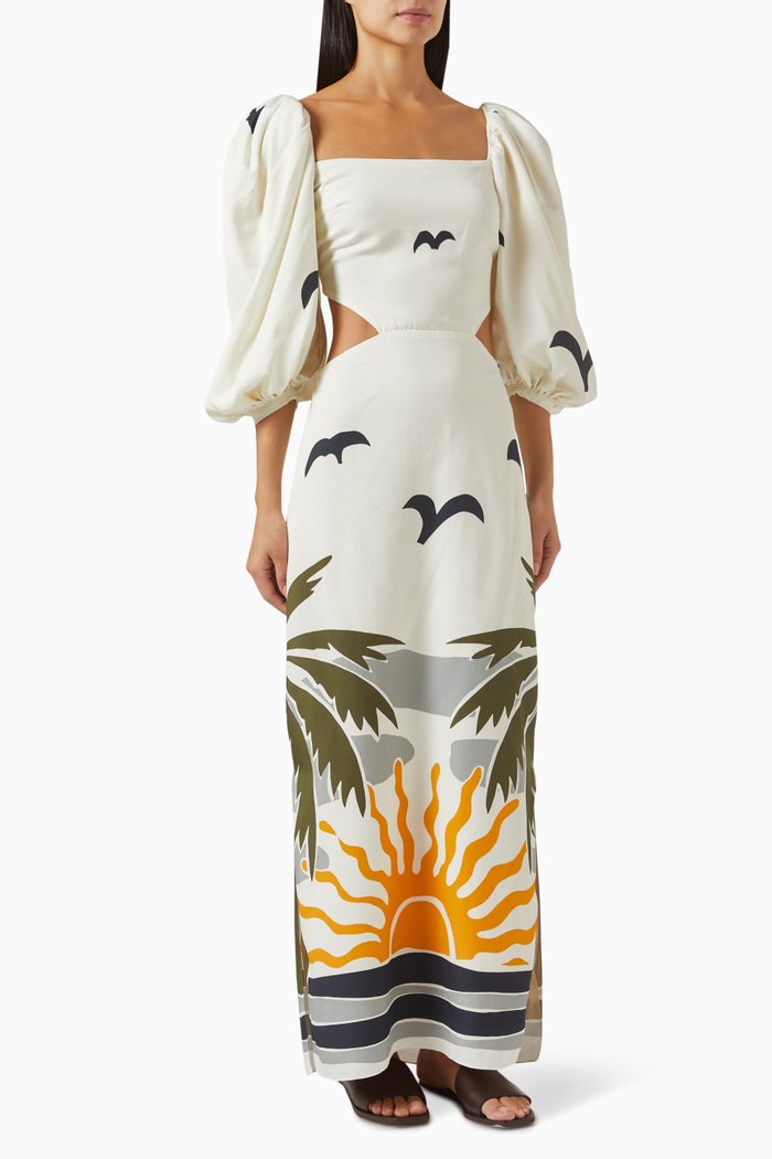 

Timbiqui Short Puff Sleeve Dress in Tencel, Multicolour