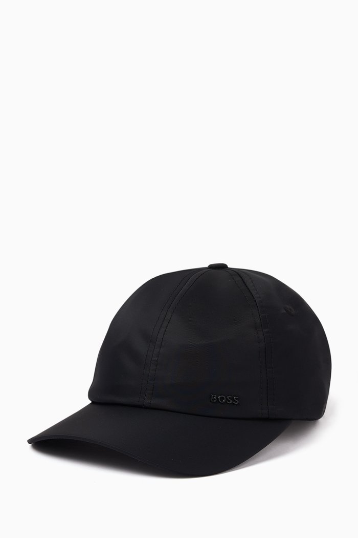 Metal Logo Cap in Polyamide, Black
