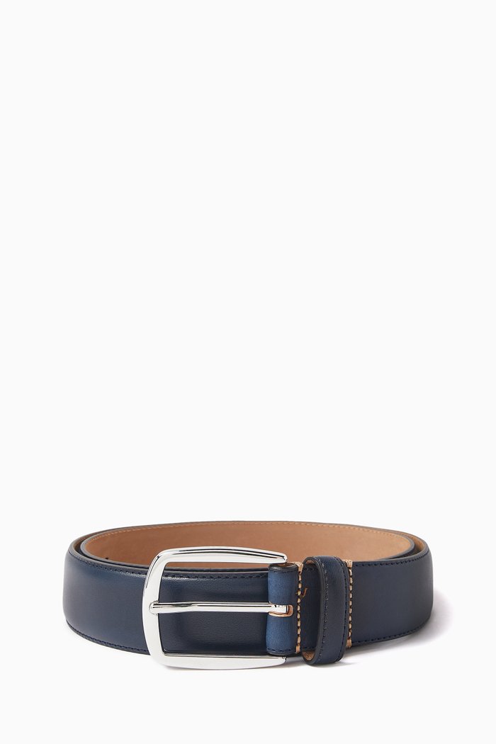 

Stitch-detail Belt in Leather, Blue