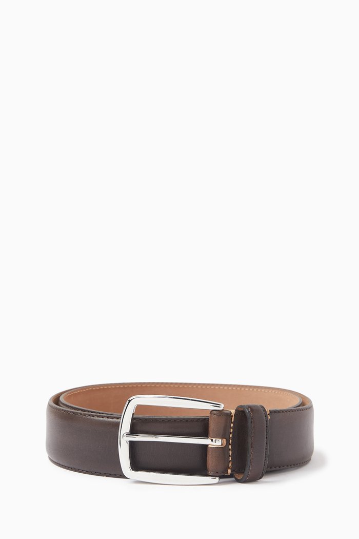 

Stitch-detail Belt in Leather, Brown