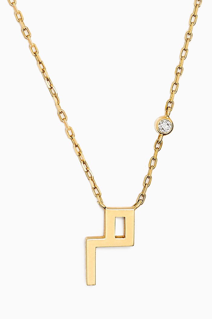 

Harfi Meem Diamond Necklace in 18kt Gold, White
