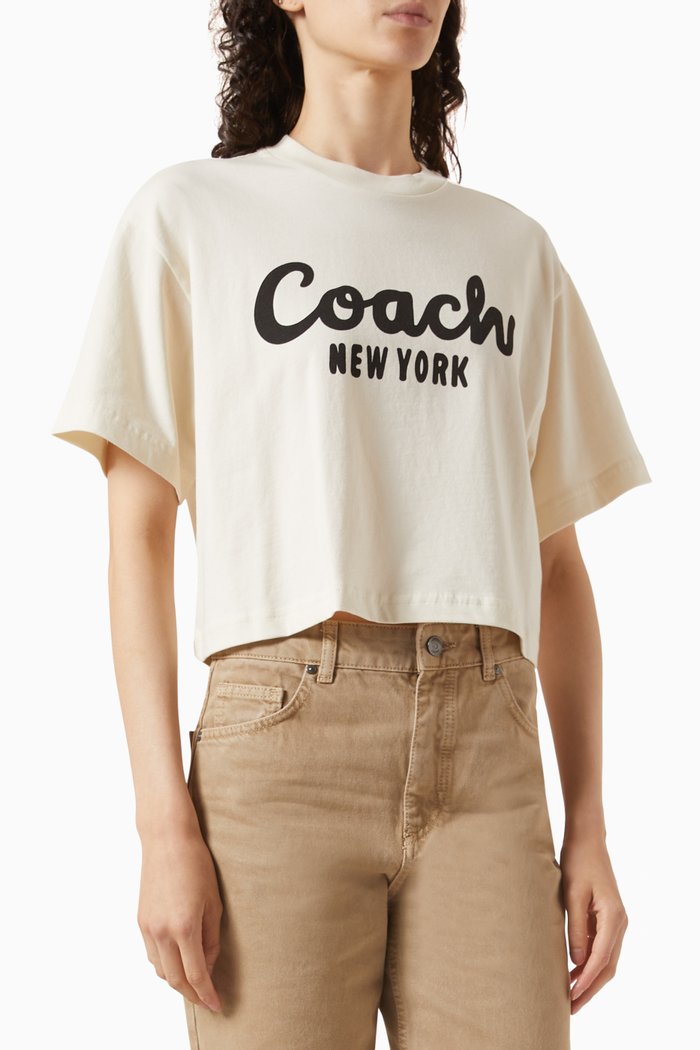 

Cursive Logo-print Crop T-shirt in Cotton-jersey, Neutral