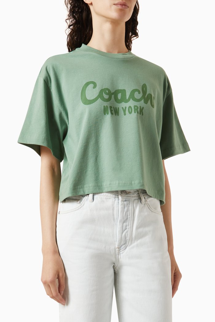 

Cursive Logo-print Crop T-shirt in Cotton-jersey, Green