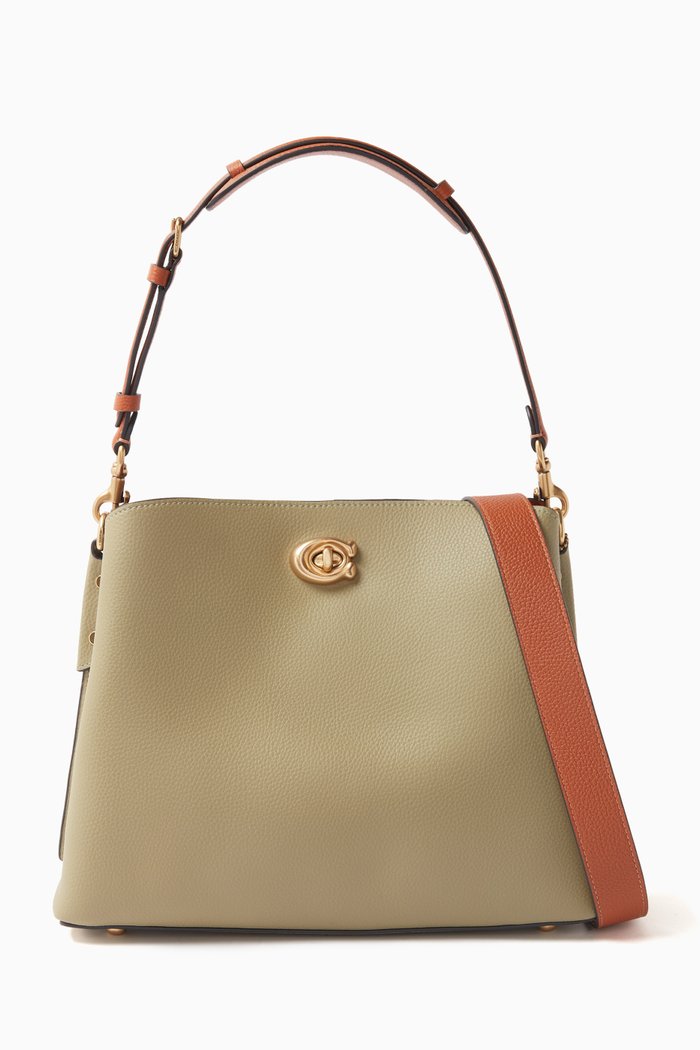 

Willow Shoulder Bag in Canvas & Leather, Green