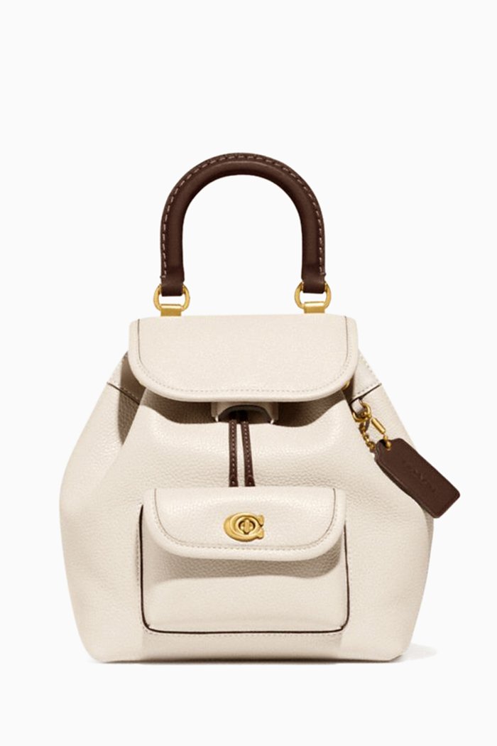 

Riya 21 Colorblock Backpack in Leather, White