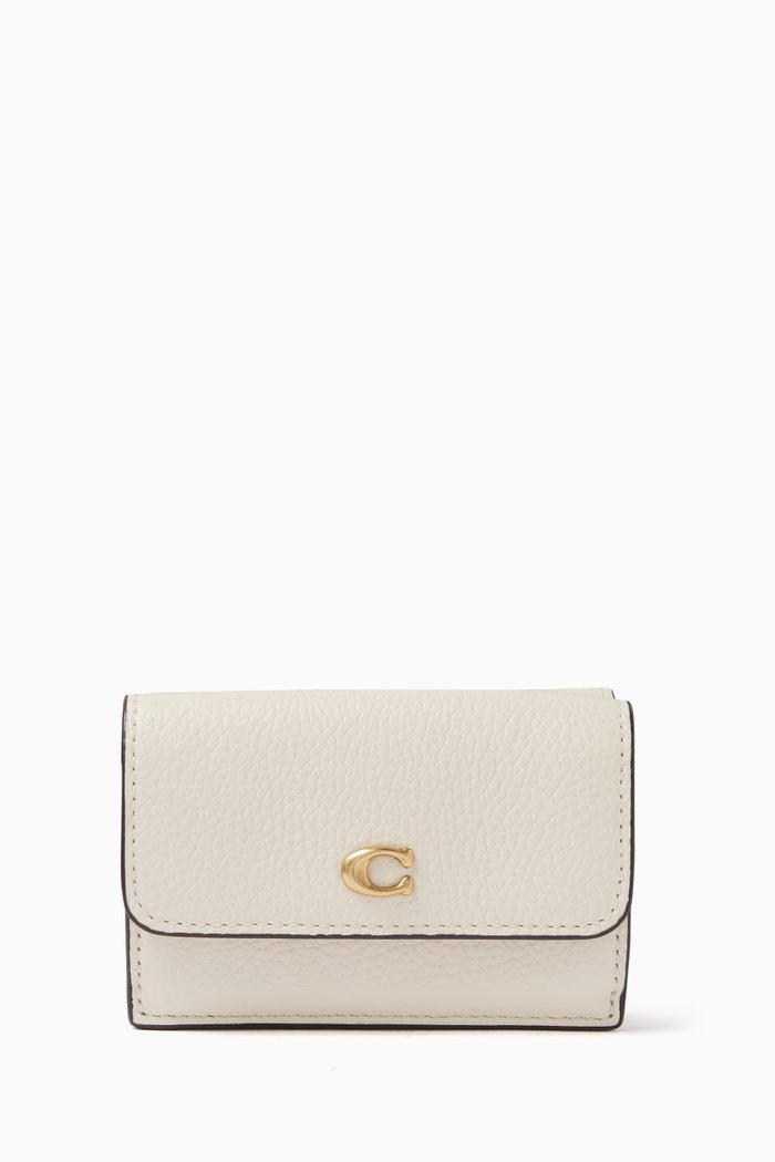 

Mini Tri-fold Wallet in Pebbled Leather, White