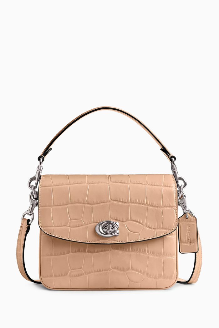 

Cassie Embossed Crossbody Bag in Leather, Pink