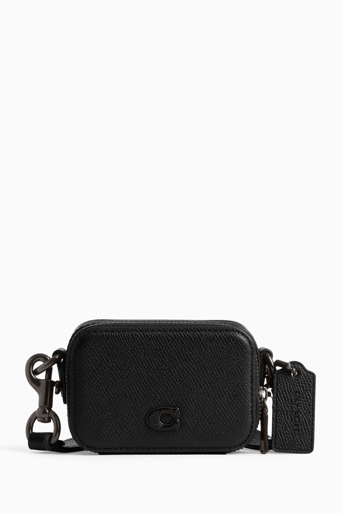 

Crossbody Pouch in Crossgrain Leather, Black