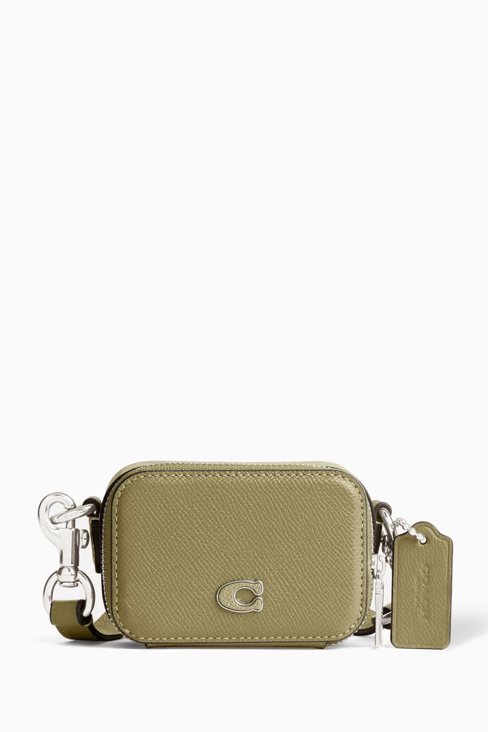 

Crossbody Pouch in Crossgrain Leather, Green