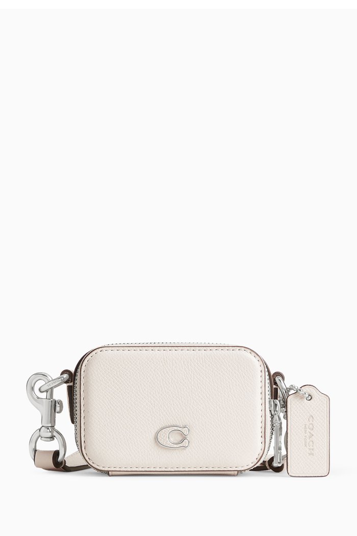 

Crossbody Pouch in Crossgrain Leather, White