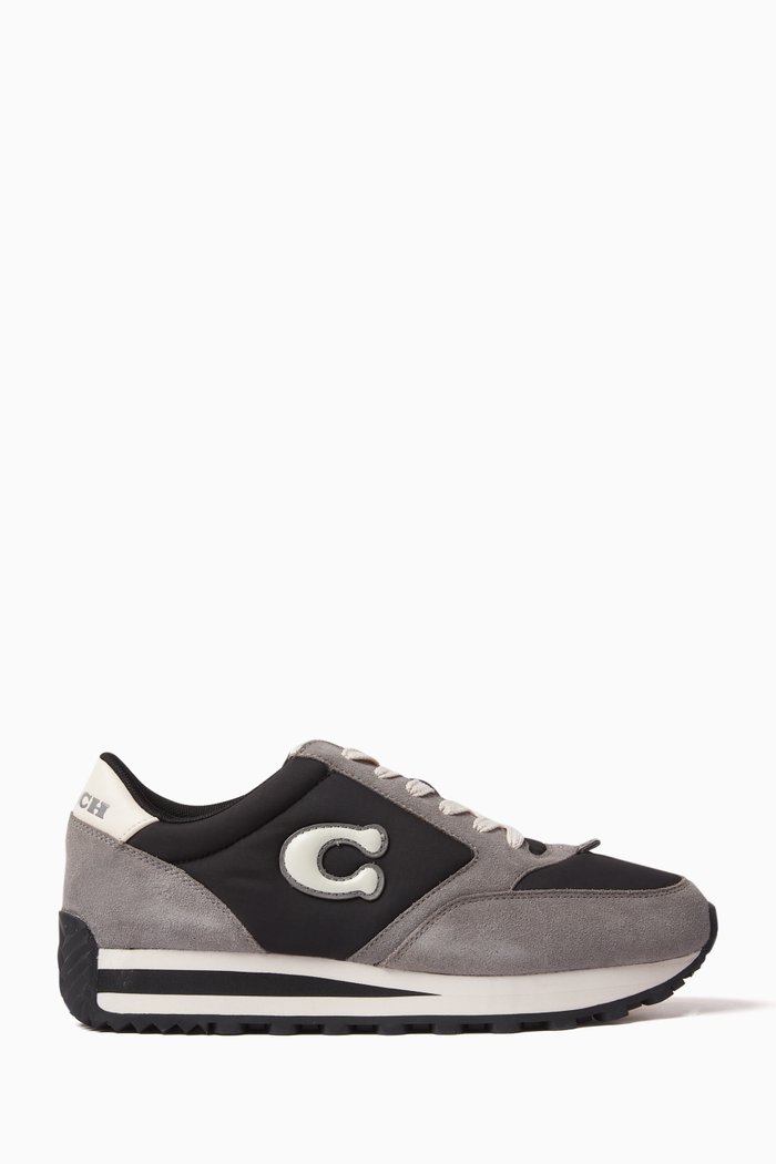 

Tennis Runner Sneaker in Leather, Black
