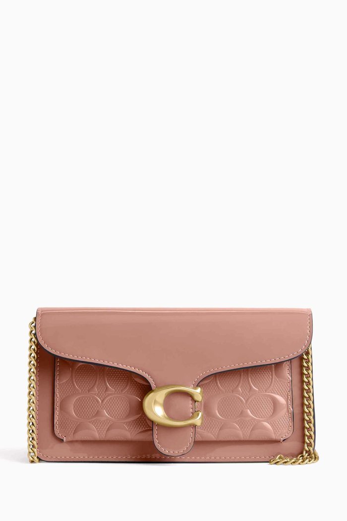 Tabby Clutch Crossbody Bag in Leather, Neutral