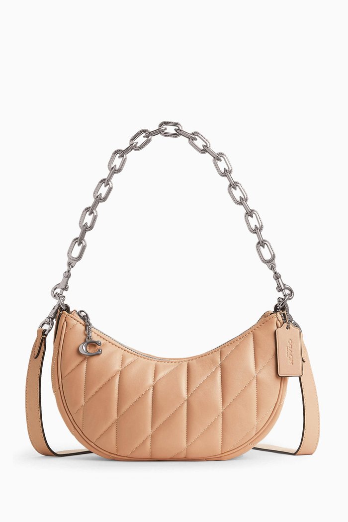 

Mira Quilted Shoulder Bag in Leather, Pink