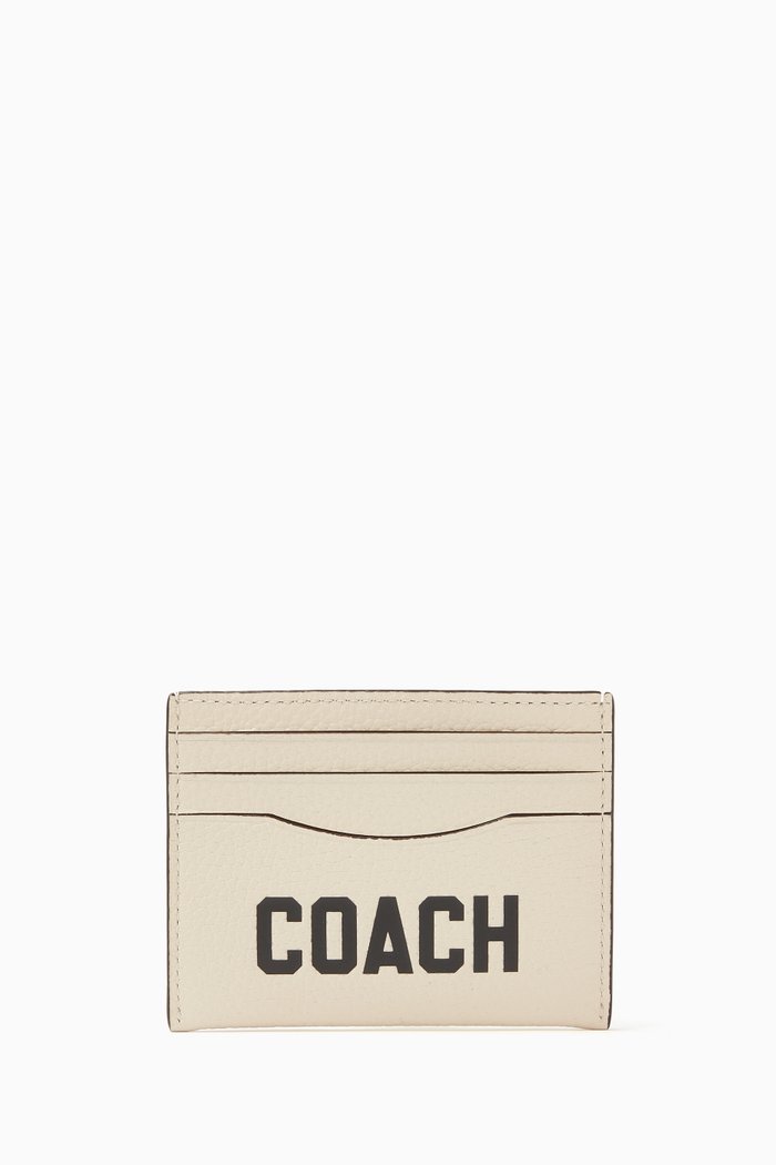 Logo Card Case in Pebbled Leather, White