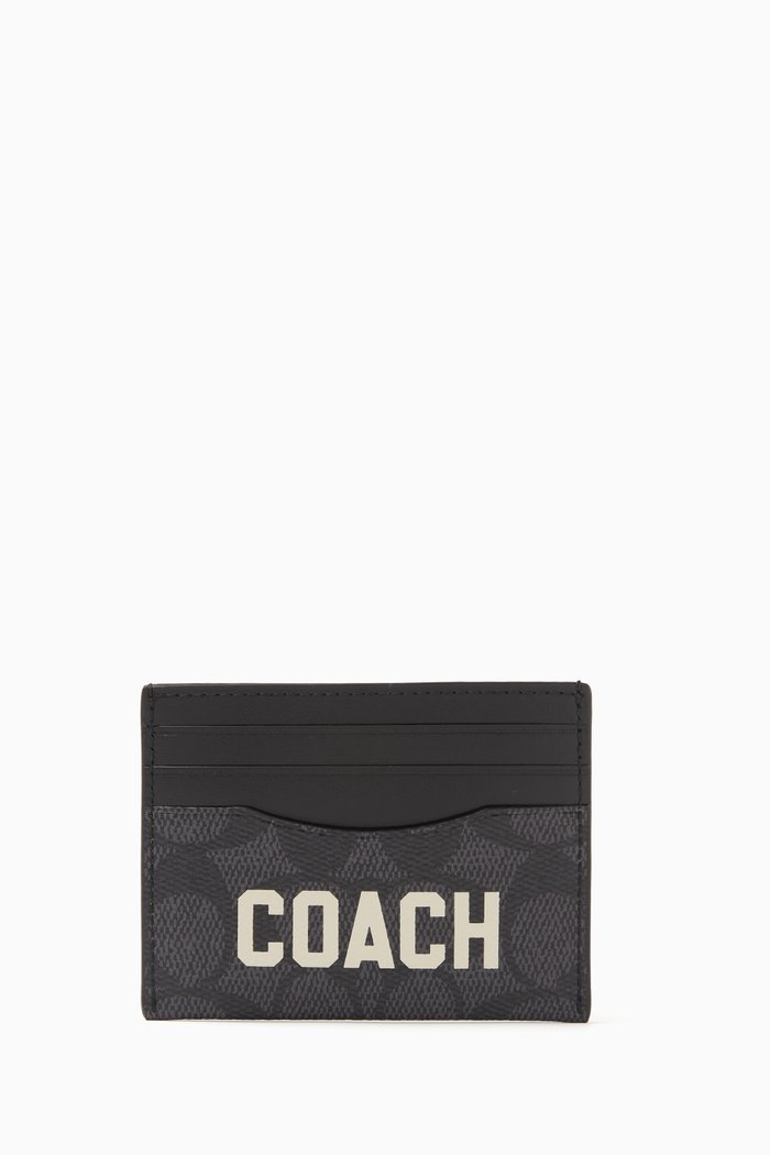 Signature Logo Card Case in Coated-canvas, Grey