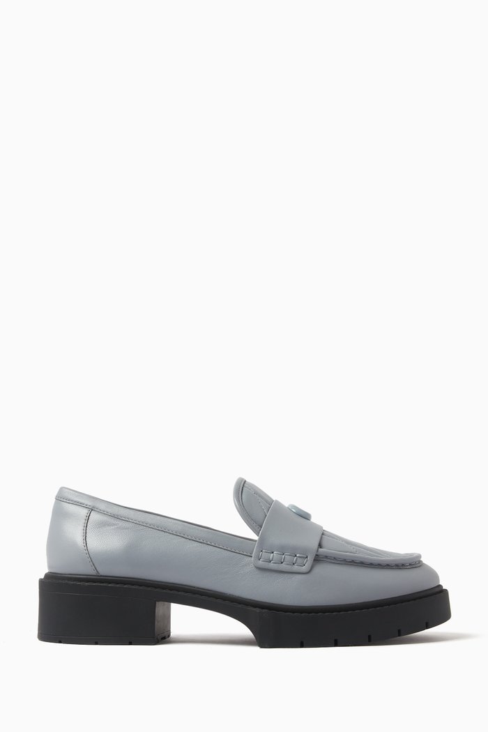 

Leah Quilted Loafers in Leather, Grey