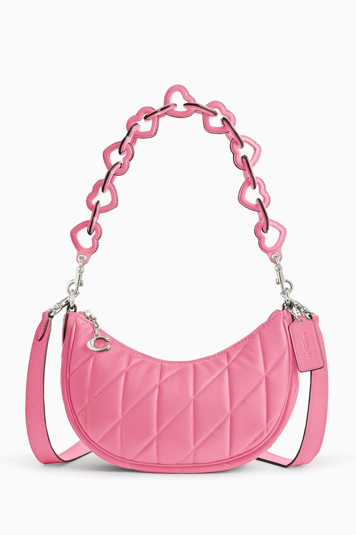 

Mira Quilted Shoulder Bag in Nappa Leather, Pink