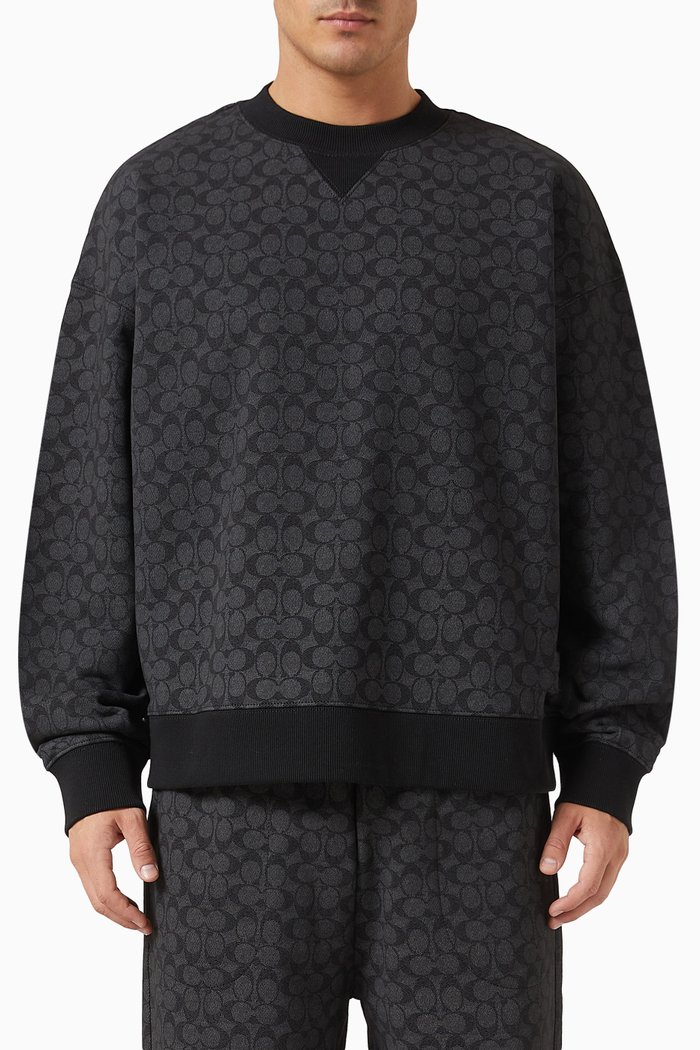 Signature Crewneck Sweatshirt in Cotton, Grey
