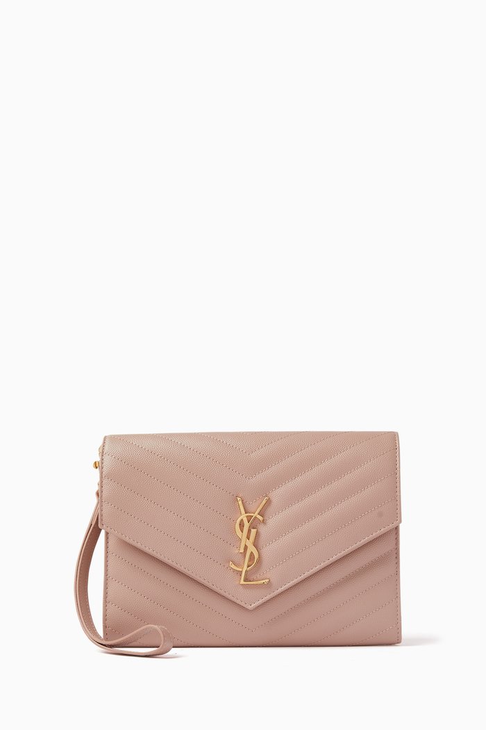 

Cassandre Clutch in Matelassé Leather, Pink
