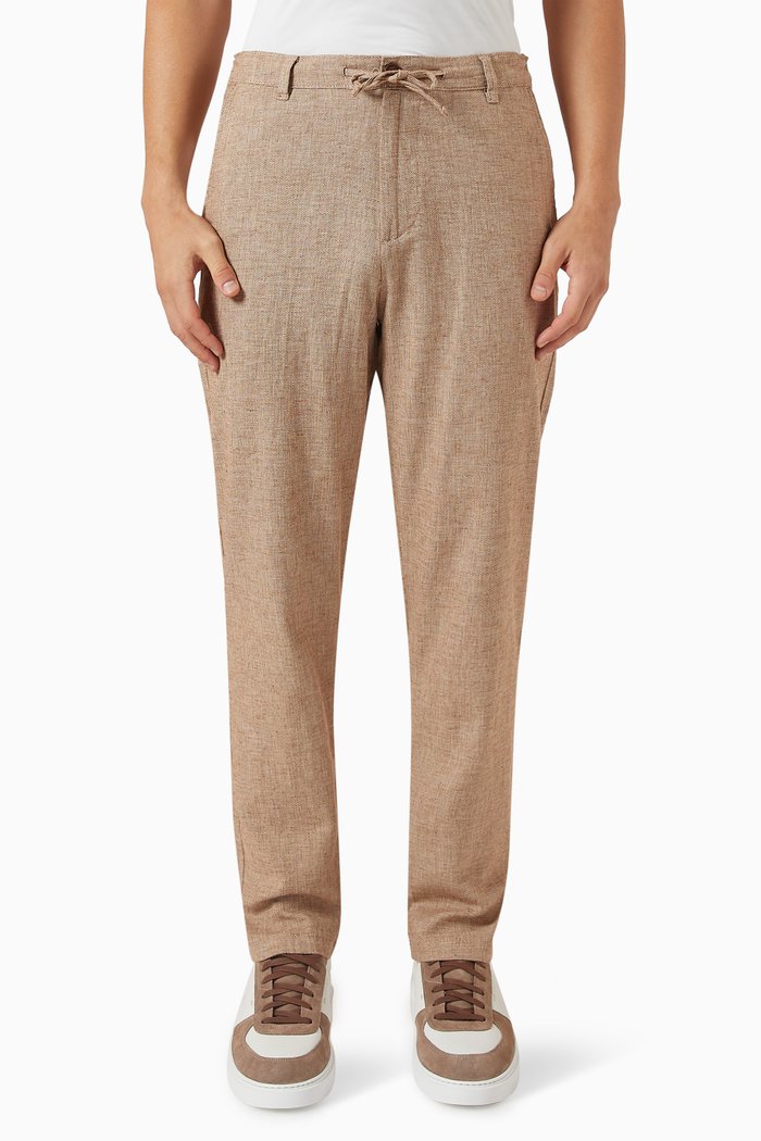 

Brody Slim Tapered-fit Pants in Linen, Brown
