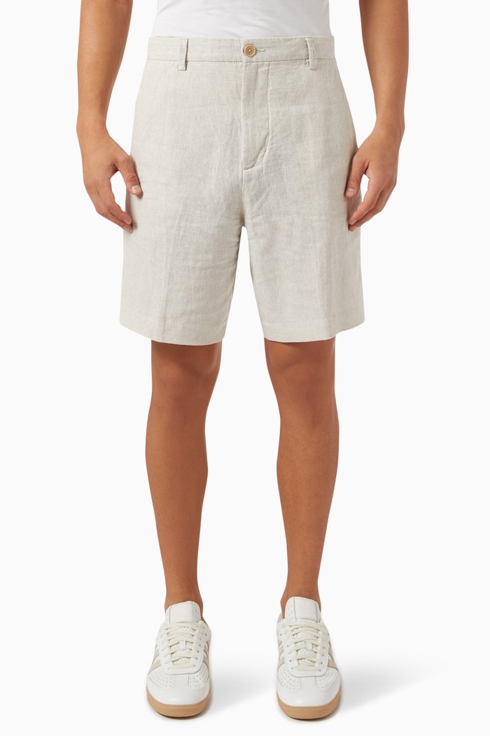 

Regular Fit Shorts in Linen-cotton Blend, Neutral