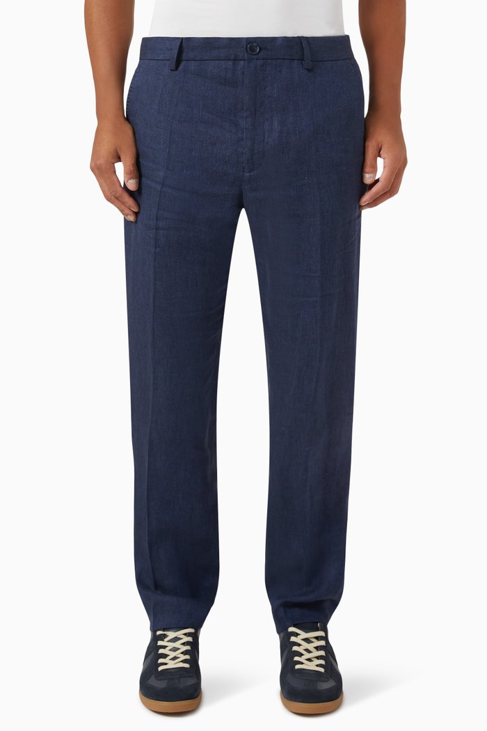 Suit Trousers in Linen, Blue
