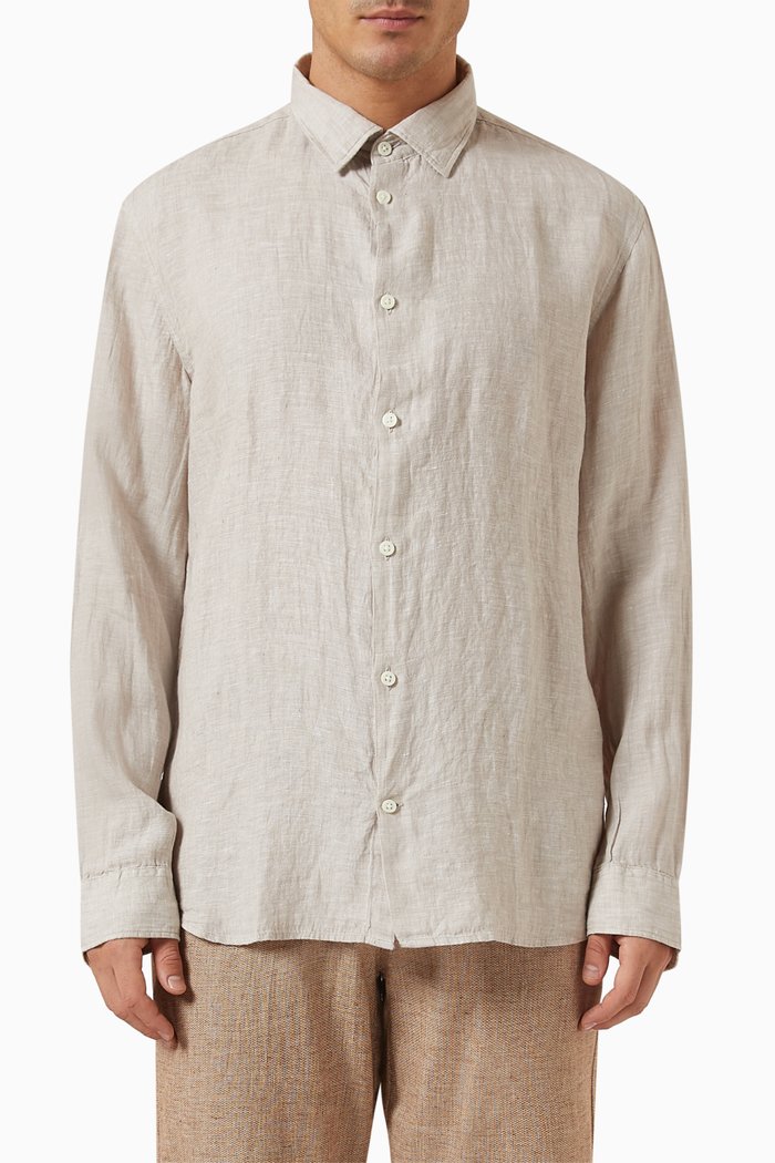 

Long-sleeve Shirt in Linen, Neutral