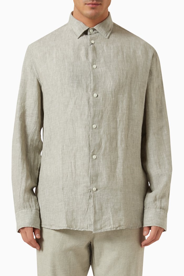 

Long-sleeve Shirt in Linen, Neutral