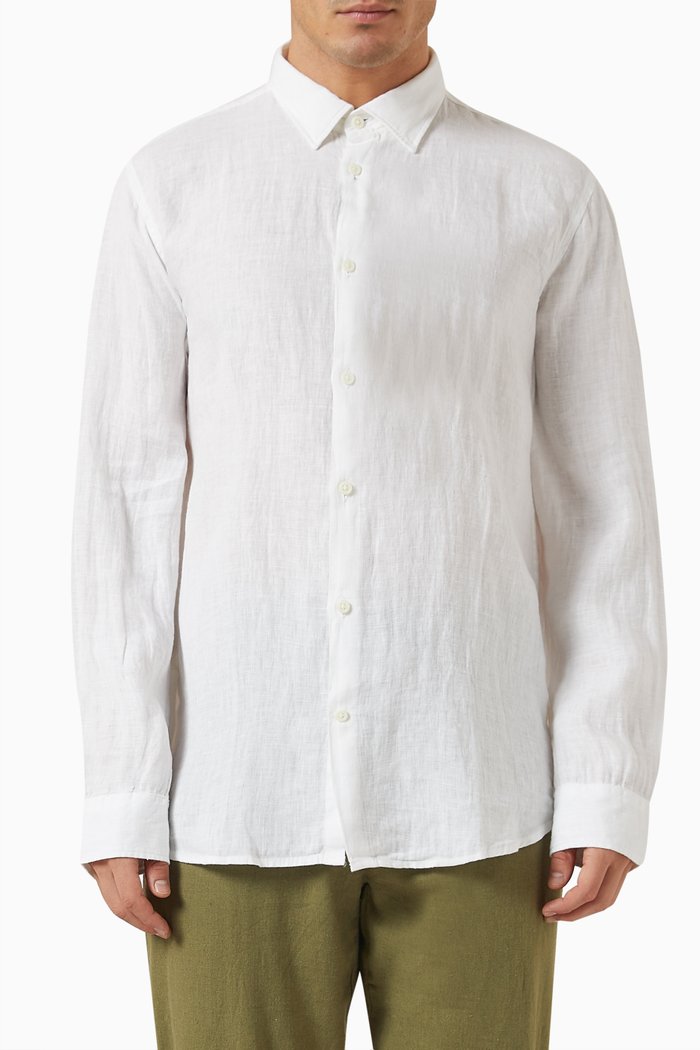 Long-sleeve Shirt in Linen, White