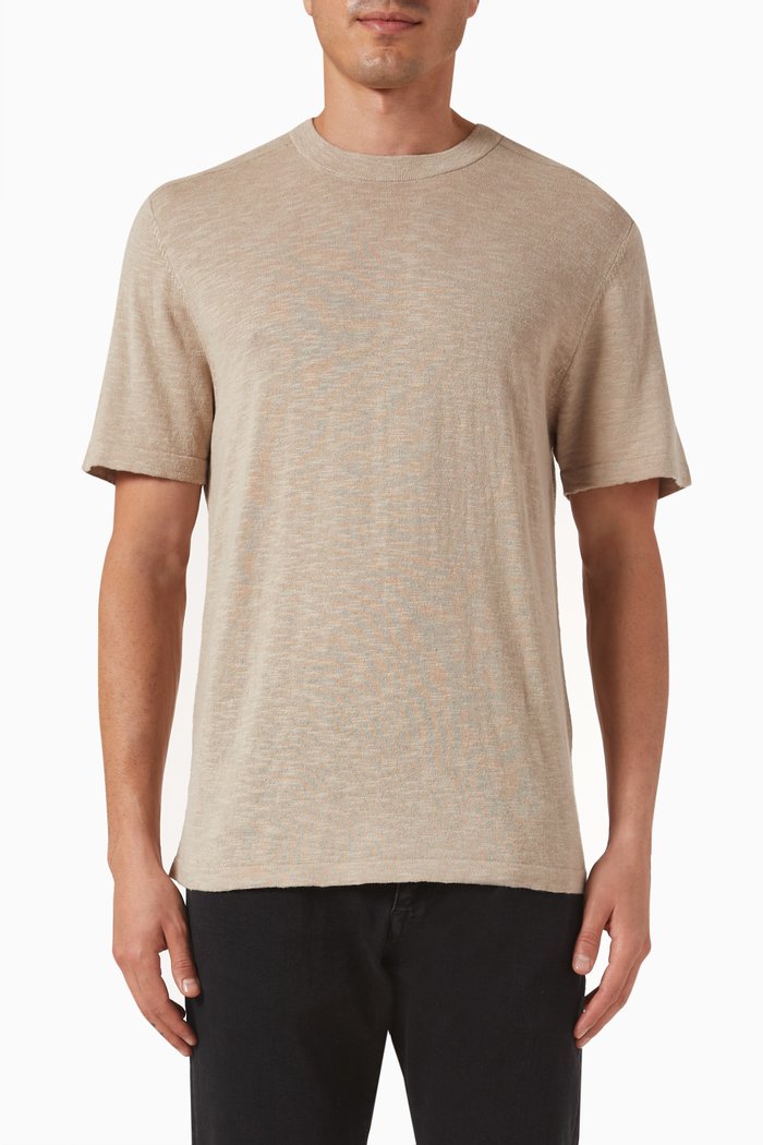 

Knitted Short-sleeve T-shirt in Cotton-linen, Neutral
