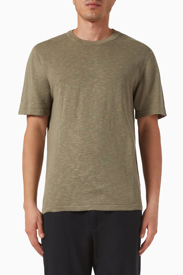 

Knitted Short-sleeve T-shirt in Cotton-linen, Neutral