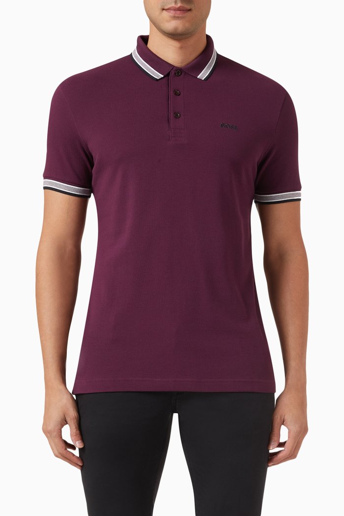 

Paddy Tipped Logo Polo in Cotton Piqué, Pink