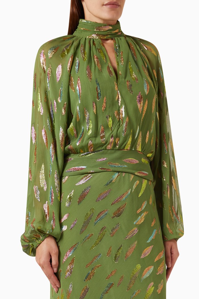 

Lyla Cut-out Top in Jacquard, Green