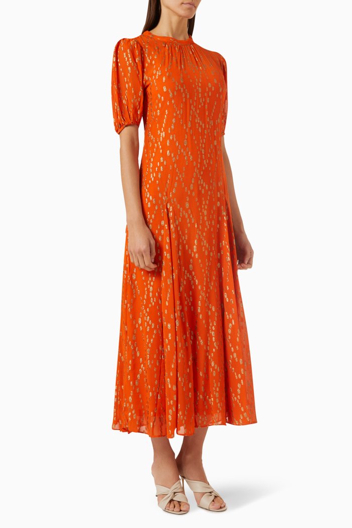 Bibi Maxi Dress in Jacquard, Orange